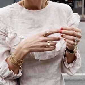 Anine Bing Linen Ruffled Top Blush Cream